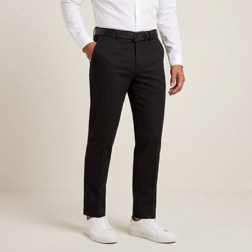 Dockers Men’s Slim Fit Chino Pants 34x29 Black Stretch Flat Front Trousers